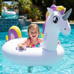 Kids Inflatable Unicorn Swim Ring – Durable Pool Float with Handles