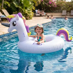 Kids Inflatable Unicorn Swim Ring – Durable Pool Float with Handles