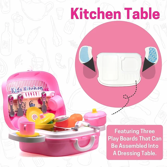 Kids Kitchen Play Set – 23-Piece Portable Pretend Play | Aditi