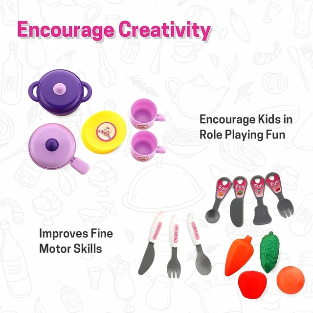 Kids Kitchen Play Set – 23-Piece Portable Pretend Play | Aditi