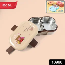Kids Lunch Box – Cute Teddy Printed 500 ML with Stainless Steel Containers