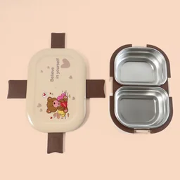 Kids Lunch Box – Cute Teddy Printed 500 ML with Stainless Steel Containers