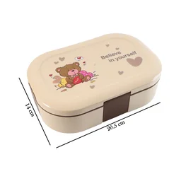 Kids Lunch Box – Cute Teddy Printed 500 ML with Stainless Steel Containers