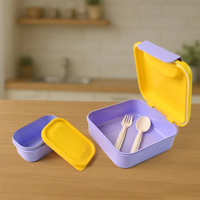 Kids Lunch Box Set – Compact with Spoon, Fork & Snack Container