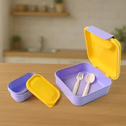 Kids Lunch Box Set – Compact with Spoon, Fork & Snack Container
