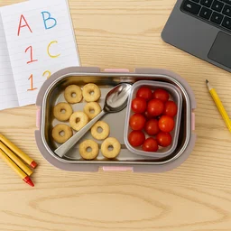 Kids Lunch Box – Stainless Steel Tray & Leak-Proof Snack Pot