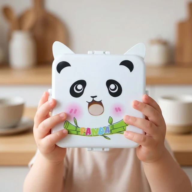 Kids Lunch Box with Compartments – Panda Design & Utensils for School & Travel