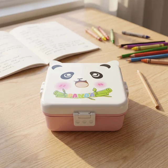 Kids Lunch Box with Compartments – Panda Design & Utensils for School & Travel