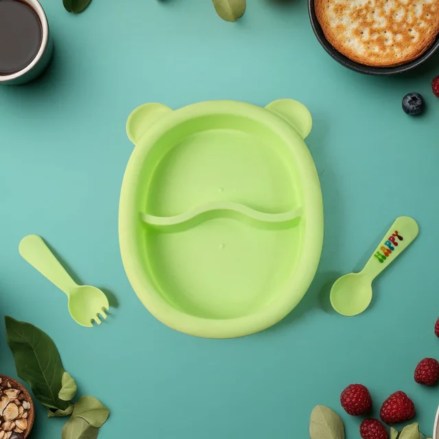 Kids Mealtime Feeding Set – 4-Piece BPA-Free Durable Plate & Spoon Set