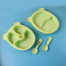 Kids Mealtime Feeding Set – 4-Piece BPA-Free Durable Plate & Spoon Set