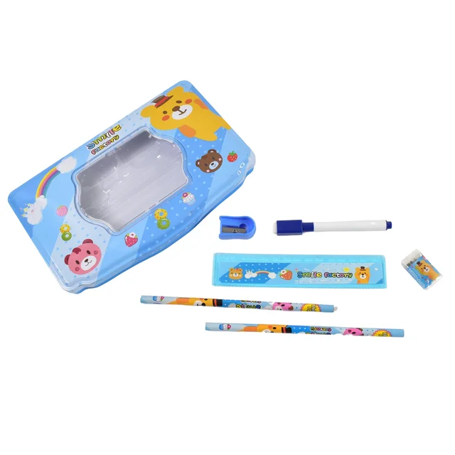 Kids Metal Compass Box Set – Durable 6 Pc Stationery | Deskrova