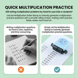 Kids Multiplication Practice Math Roller Stamp with Refillable Ink Bottle (1 Pc)