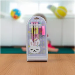 Kids Pencil Set – Cute Animal Design with Sharpener & Eraser | InkGlow