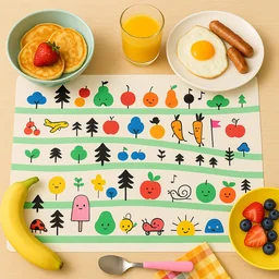 Kids Placemat Set – Colorful Cartoon Designs, Easy Clean