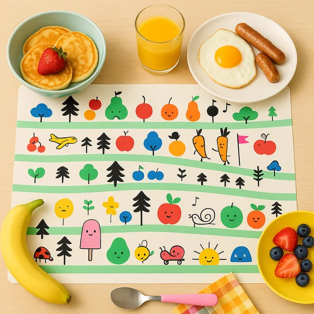 Kids Placemat Set – Colorful Cartoon Designs, Easy Clean
