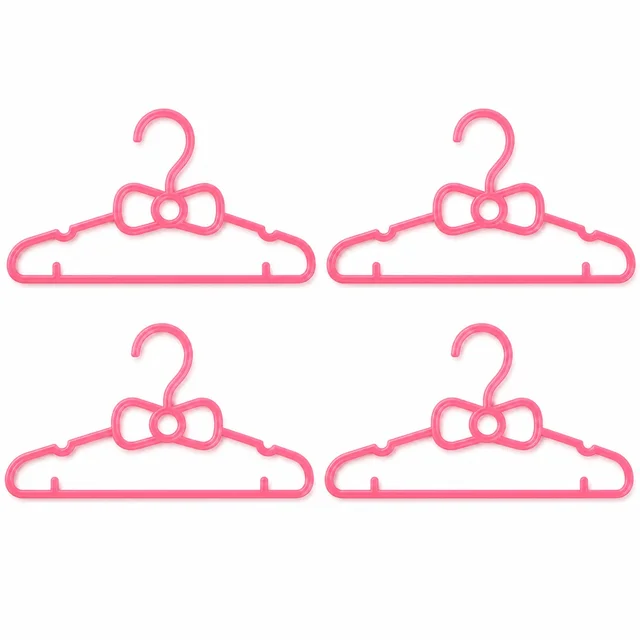 Kids Plastic Clothes Hangers Set of 4 Cute Bow Design Baby Wardrobe (4 Pc Set)