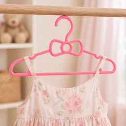 Kids Plastic Clothes Hangers Set of 4 Cute Bow Design Baby Wardrobe (4 Pc Set)