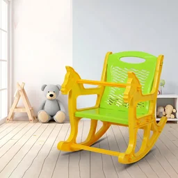 Kids Plastic Horse Rocking Chair, Baby Rocker Seat with Backrest (1 Pc)