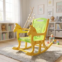 Kids Plastic Horse Rocking Chair, Baby Rocker Seat with Backrest (1 Pc)