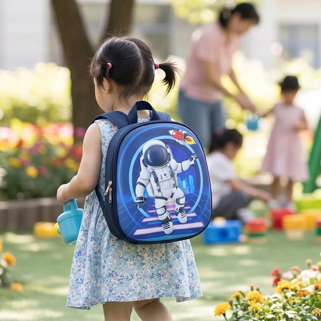 Kids School Backpack Sling Crossbody Bag Astronaut Print Hard Shell (1 Pc)
