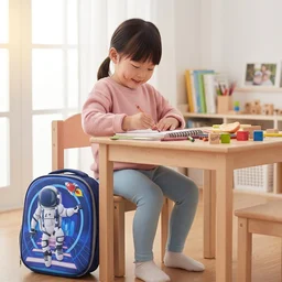 Kids School Backpack Sling Crossbody Bag Astronaut Print Hard Shell (1 Pc)