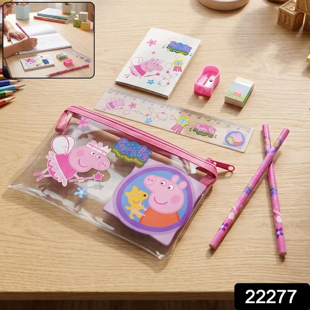 Kids School Stationery Kit with Pencils Eraser Sharpener Ruler Pouch (1 Set)