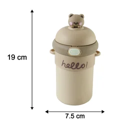 Kids Sipper Water Bottle 450 ml with Bouncing Straw and Carry Strap (1 Pc)