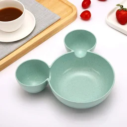 Kids Snack Plate – Mickey Shaped Sectioned Wheat Straw Plate | Baby Ladle