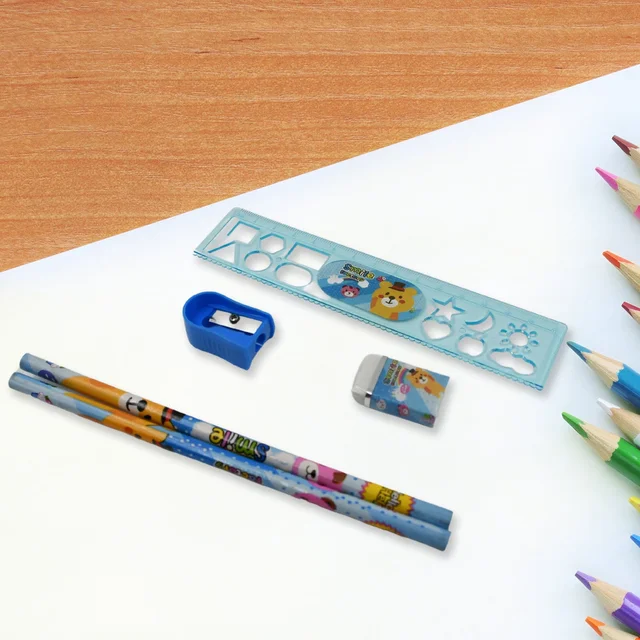 Kids Stationery Kit – 6-Piece Cartoon Set for School | TinyTrendy