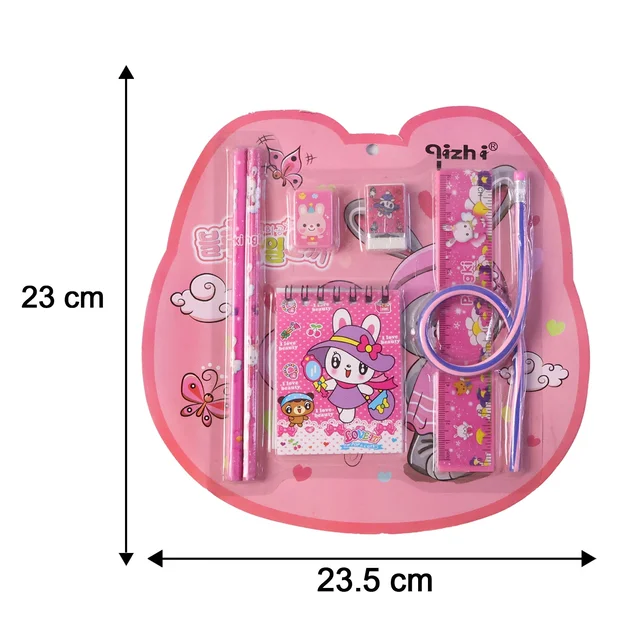 Kids Stationery Set – 7-in-1 Cute Pink Gift Pack for Girls