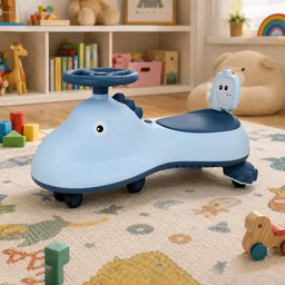 Kids Swing Car Ride On Toy with Music, Blue Shark Design Magic Twist Car (1 Pc)