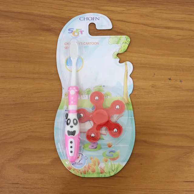 Kids Toothbrush – Fun Panda Design with Fidget Spinner Toy Set