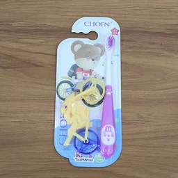 Kids Toothbrush – Panda Design with Fun Motorcycle Toy Set