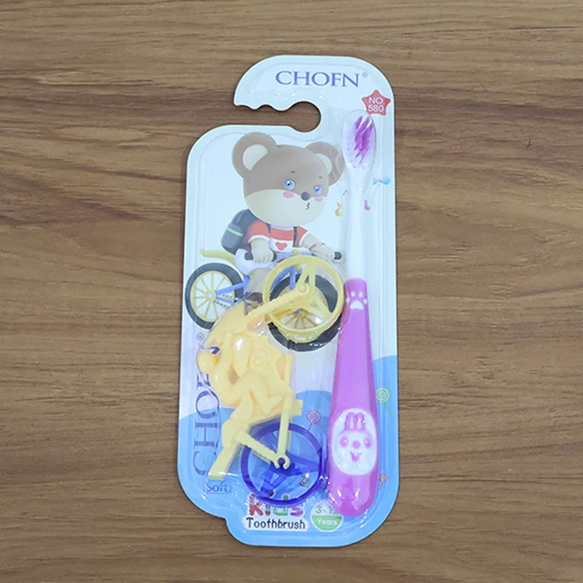 Kids Toothbrush – Panda Design with Fun Motorcycle Toy Set