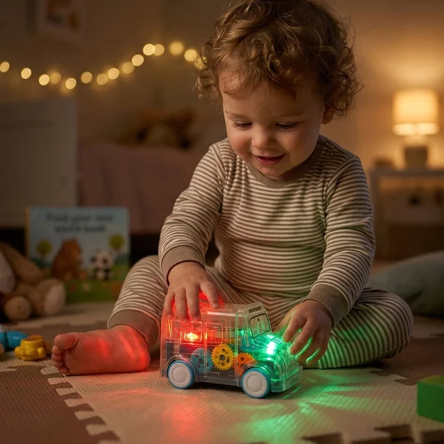 Kids Transparent Musical Light-Up School Bus – Engaging Playtime Toy