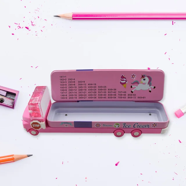 Kids Truck Pencil Case – Multi-Level Metal Double Decker | Indo Glow