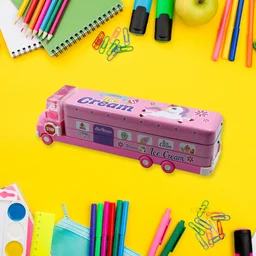 Kids Truck Pencil Case – Multi-Level Metal Double Decker | Indo Glow