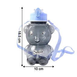 Kids Water Bottle – Cartoon Bear Shape with Straw & Strap
