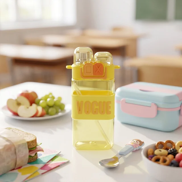 Kids Water Bottle – Leakproof Straw & Portable Carry Strap