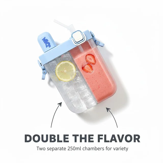 Kids Water Bottle with Dual Compartments – Straw & Strap | Own Hydrate