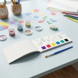 Kids Watercolour Painting Book – Dinosaur Theme & Brushes for Creativity