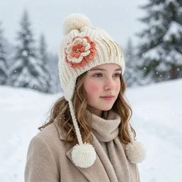Kids Winter Woolen Ear Flap Cap – Soft & Warm with Pom Pom