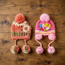Kids Winter Woolen Ear Flap Cap – Soft & Warm with Pom Pom