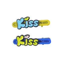 Kiss Text Hair Clip Set – Cute & Playful 2-Piece Snap Clips
