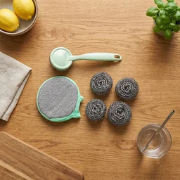 Kitchen Cleaning Set – 6-in-1 Stainless Steel Scrubber