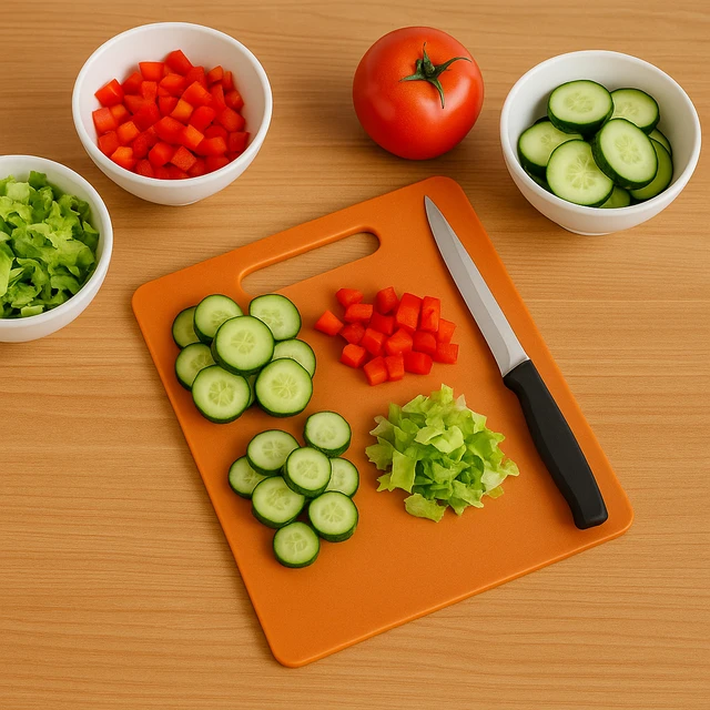 Kitchen Knife Set with Plastic Chopping Board – Pack of 5
