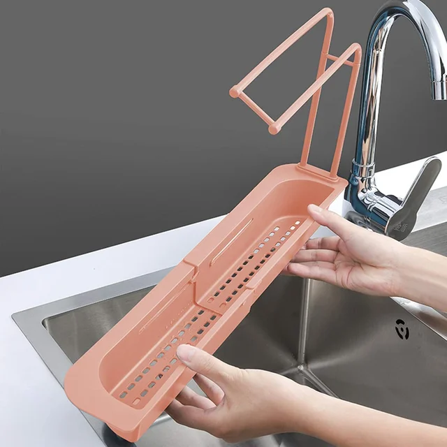 Kitchen Sink Organizer Rack with Towel Holder & Drain Tray