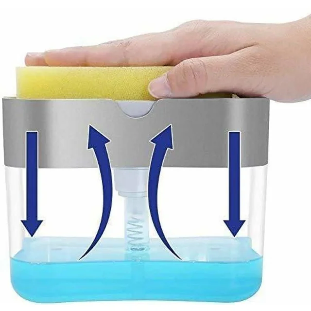 Kitchen Soap Dispenser with Sponge Holder – Organised Dishwashing | VelvetBubbles