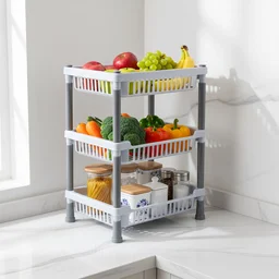 Kitchen Storage Basket Rack – 3-Layer Ventilated Organizer