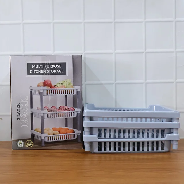 Kitchen Storage Basket Rack – 3-Layer Ventilated Organizer